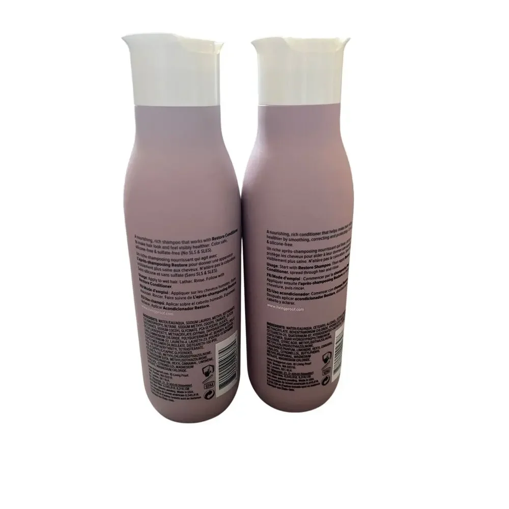 Living Proof Restore Shampoo & Conditioner Duo Set 8.0 Fl Oz Each Full Size